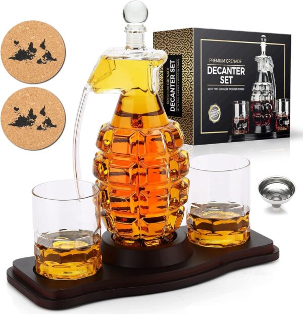 Ensemble carafe à Whisky "Grenade"
